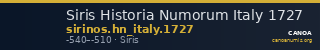 Siris Historia Numorum Italy 1727 — CANOA