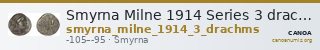 Smyrna Milne 1914 Series 3 drachms — CANOA