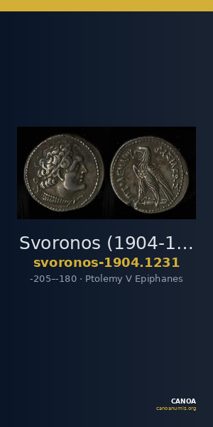 Svoronos (1904-1908) no. 1231 — CANOA