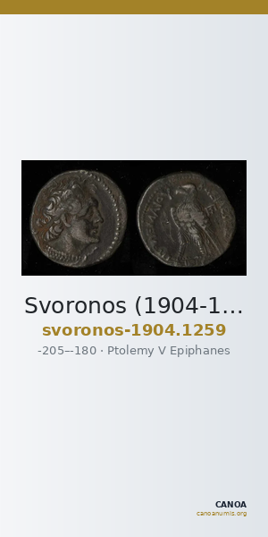 Svoronos (1904-1908) no. 1259 — CANOA