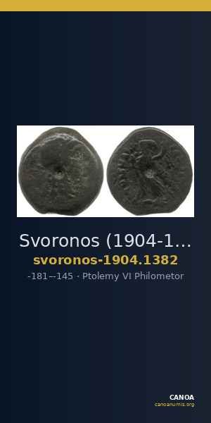 Svoronos (1904-1908) no. 1382 — CANOA