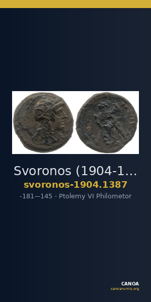 Svoronos (1904-1908) no. 1387 — CANOA