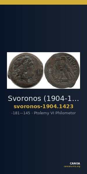 Svoronos (1904-1908) no. 1423 — CANOA