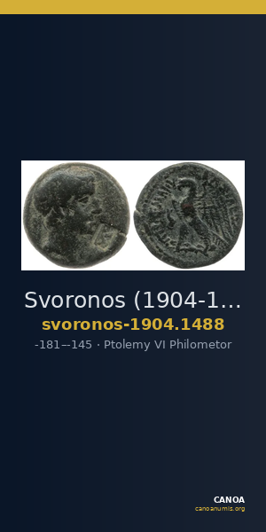 Svoronos (1904-1908) no. 1488 — CANOA