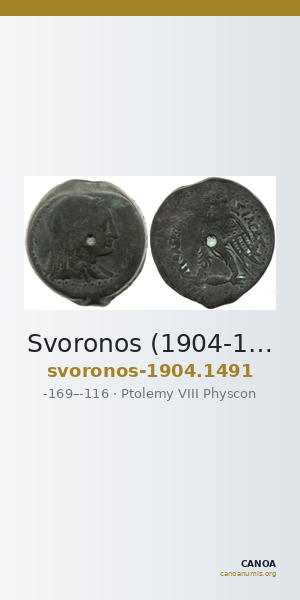 Svoronos (1904-1908) no. 1491 — CANOA