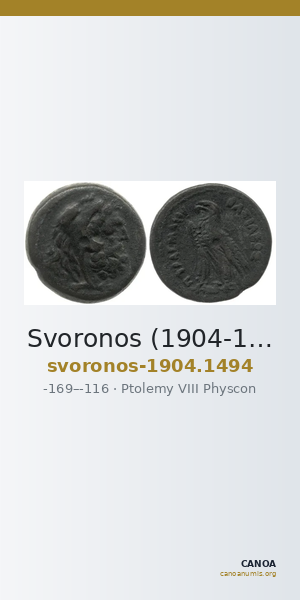 Svoronos (1904-1908) no. 1494 — CANOA