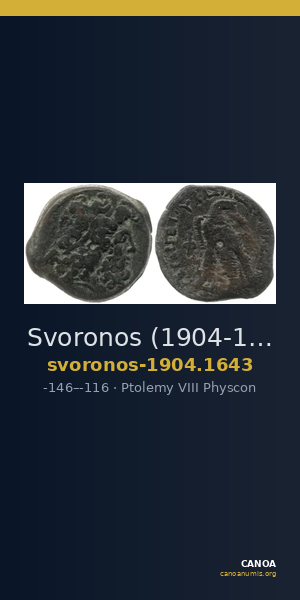 Svoronos (1904-1908) no. 1643 — CANOA