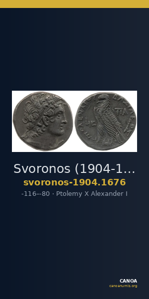 Svoronos (1904-1908) no. 1676 — CANOA