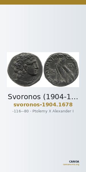 Svoronos (1904-1908) no. 1678 — CANOA