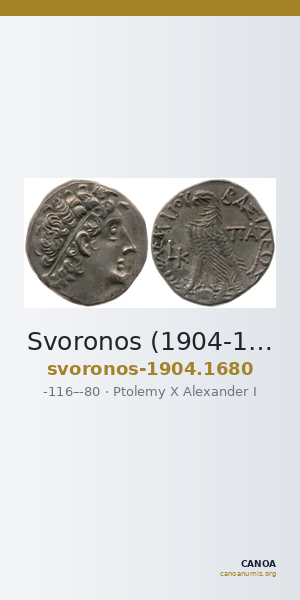 Svoronos (1904-1908) no. 1680 — CANOA