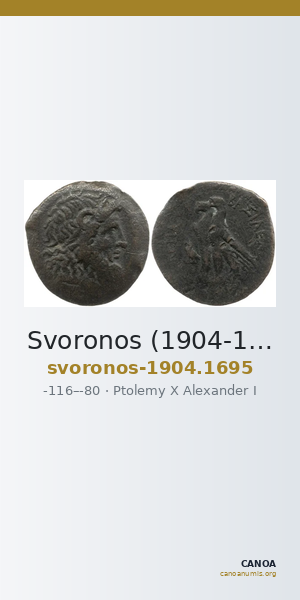 Svoronos (1904-1908) no. 1695 — CANOA