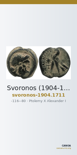 Svoronos (1904-1908) no. 1711 — CANOA