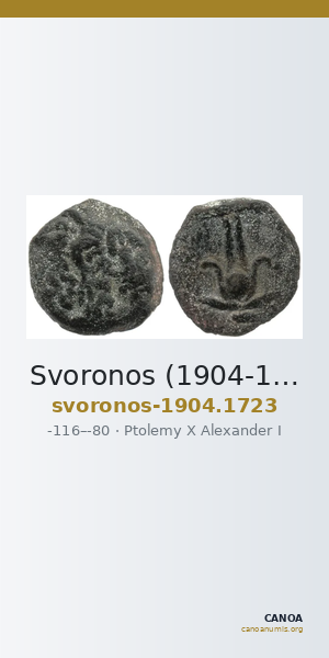 Svoronos (1904-1908) no. 1723 — CANOA