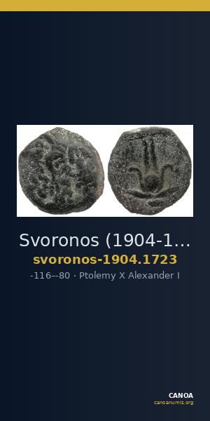 Svoronos (1904-1908) no. 1723 — CANOA