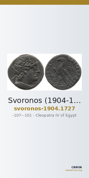 Svoronos (1904-1908) no. 1727 — CANOA