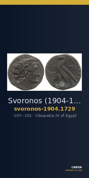 Svoronos (1904-1908) no. 1729 — CANOA