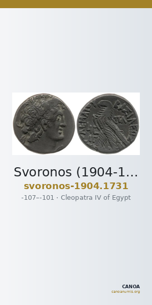 Svoronos (1904-1908) no. 1731 — CANOA