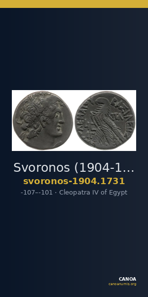 Svoronos (1904-1908) no. 1731 — CANOA