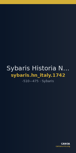 Sybaris Historia Numorum Italy 1742 — CANOA