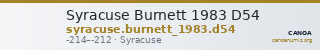 Syracuse Burnett 1983 D54 — CANOA