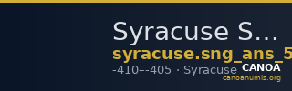 Syracuse SNG ANS 306 — CANOA