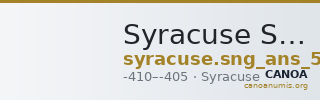 Syracuse SNG ANS 307 — CANOA