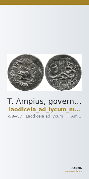 T. Ampius, governor of Asia Laodiceia ad Lycum Metcalf 2017 III — CANOA