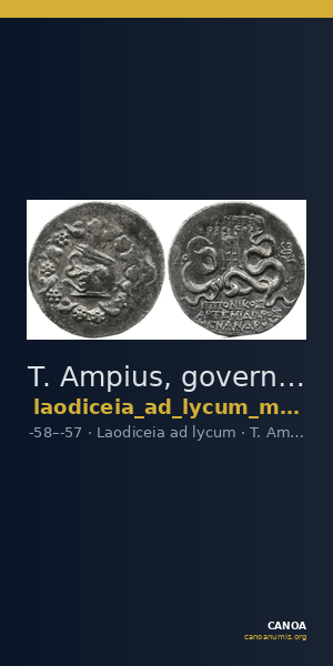 T. Ampius, governor of Asia Laodiceia ad Lycum Metcalf 2017 III — CANOA