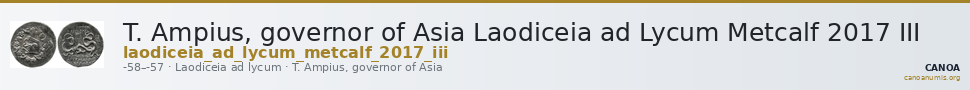 T. Ampius, governor of Asia Laodiceia ad Lycum Metcalf 2017 III — CANOA