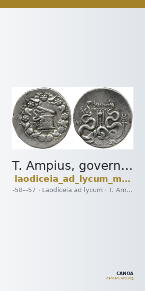 T. Ampius, governor of Asia Laodiceia ad Lycum Metcalf 2017 IV — CANOA