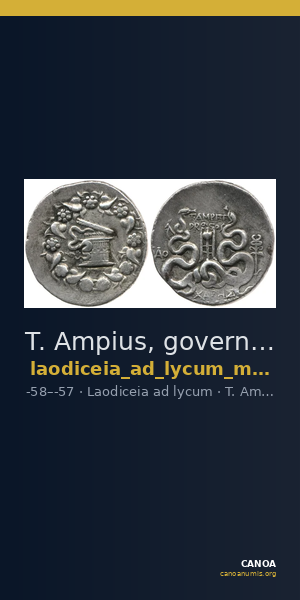 T. Ampius, governor of Asia Laodiceia ad Lycum Metcalf 2017 IV — CANOA