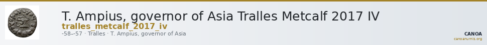 T. Ampius, governor of Asia Tralles Metcalf 2017 IV — CANOA