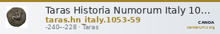 Taras Historia Numorum Italy 1053-59 — CANOA