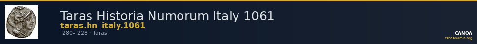 Taras Historia Numorum Italy 1061 — CANOA
