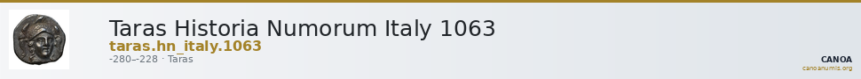Taras Historia Numorum Italy 1063 — CANOA