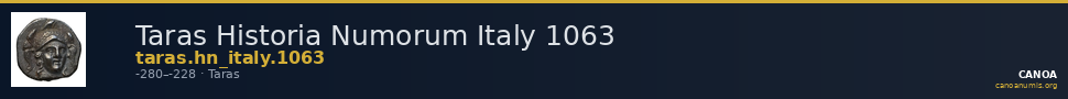 Taras Historia Numorum Italy 1063 — CANOA