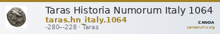 Taras Historia Numorum Italy 1064 — CANOA