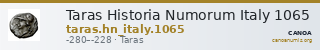 Taras Historia Numorum Italy 1065 — CANOA
