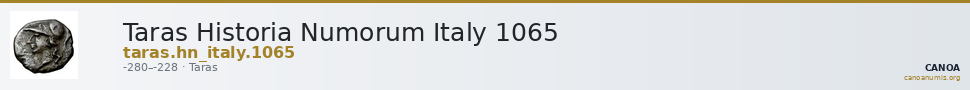 Taras Historia Numorum Italy 1065 — CANOA