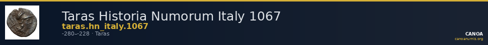 Taras Historia Numorum Italy 1067 — CANOA