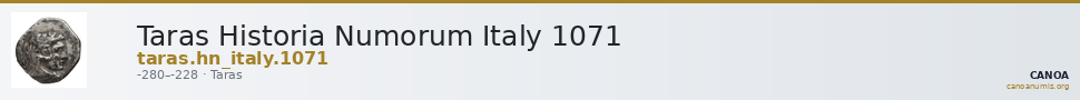 Taras Historia Numorum Italy 1071 — CANOA