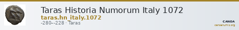 Taras Historia Numorum Italy 1072 — CANOA