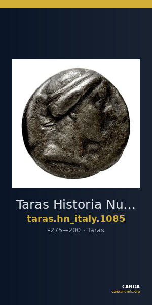 Taras Historia Numorum Italy 1085 — CANOA