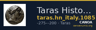 Taras Historia Numorum Italy 1085 — CANOA