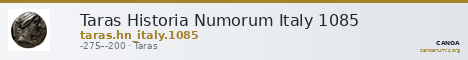 Taras Historia Numorum Italy 1085 — CANOA