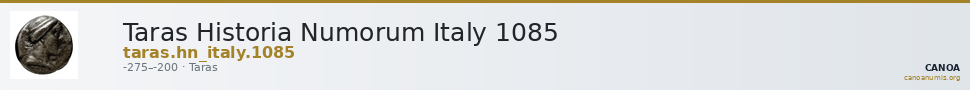 Taras Historia Numorum Italy 1085 — CANOA