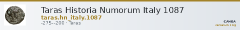 Taras Historia Numorum Italy 1087 — CANOA