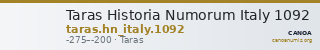 Taras Historia Numorum Italy 1092 — CANOA