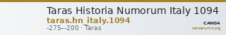 Taras Historia Numorum Italy 1094 — CANOA