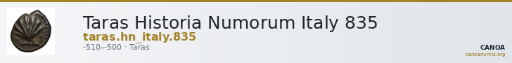 Taras Historia Numorum Italy 835 — CANOA
